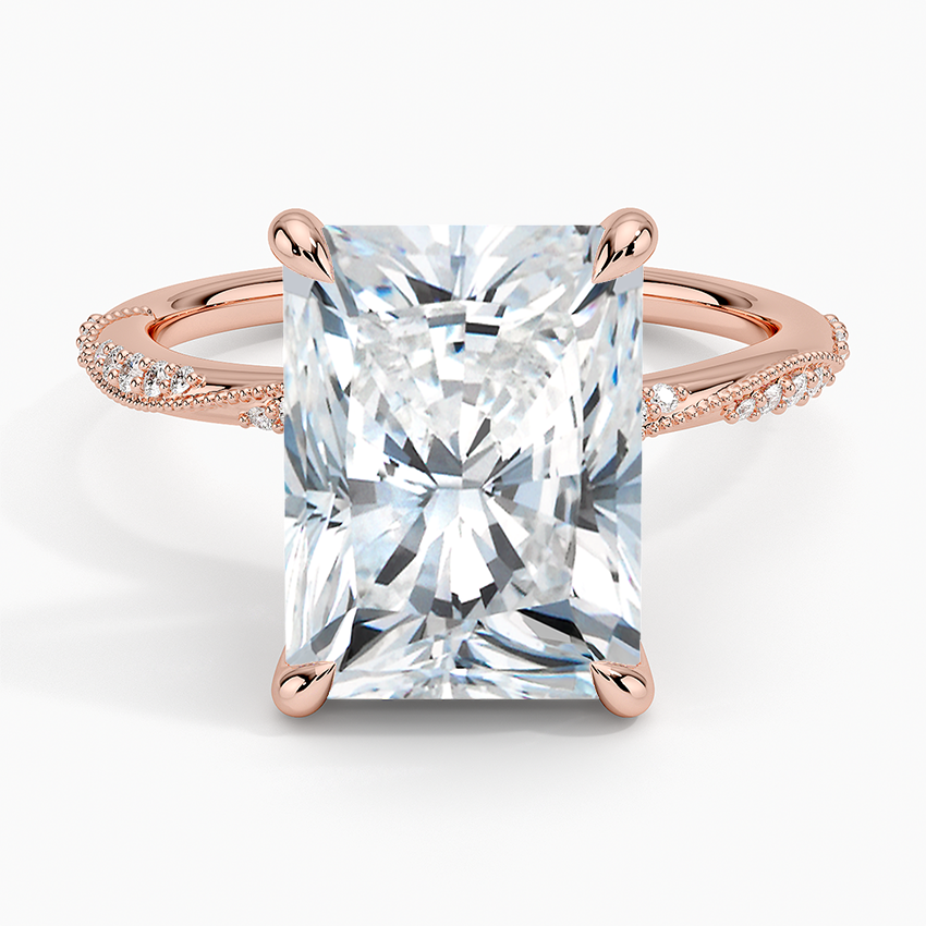 5.25 Karat Radiant Kesim Hidden Halo Tasarım Tektaş Laboratuvar Pırlanta Yüzük 18K - Melora