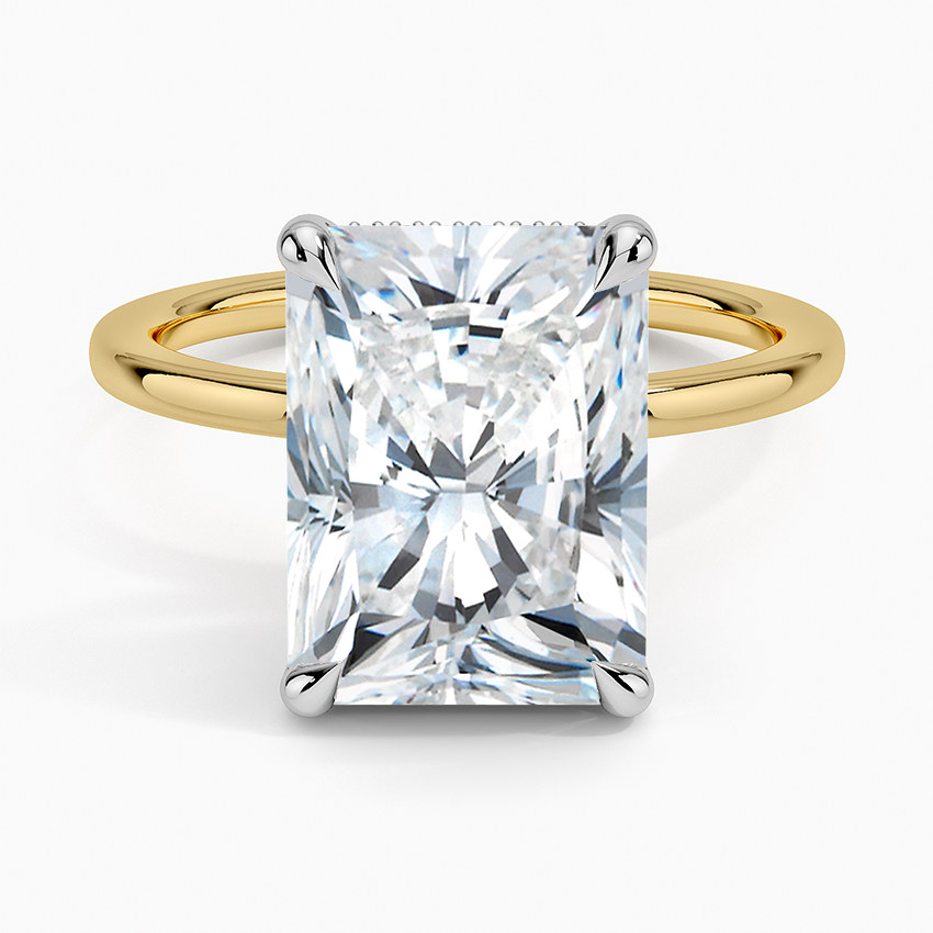5.10 Karat Radiant Kesim Hidden Halo Tasarım Tektaş Laboratuvar Pırlanta Yüzük 18K - Elora - Bold Diamonds