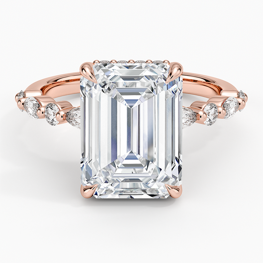 5.50 Karat Emerald Kesim Hidden Halo Tasarım Tektaş Laboratuvar Pırlanta Yüzük - Verona