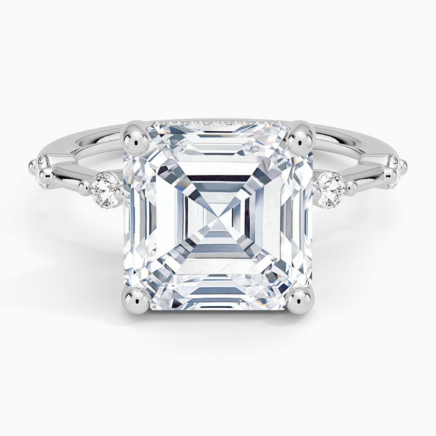 5.20 Karat Asscher Kesim Hidden Halo Tasarım Tektaş Laboratuvar Pırlanta Yüzük - Nice