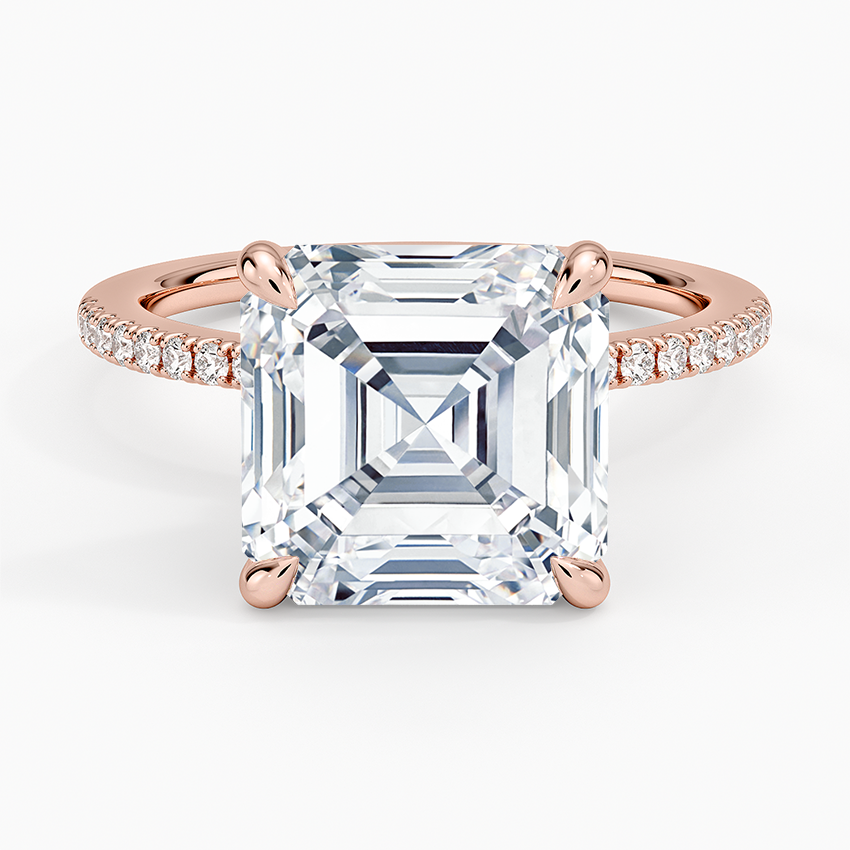 5.25 Karat Asscher Kesim Hidden Halo Tasarım Tektaş Laboratuvar Pırlanta Yüzük - Filora - Bold Diamonds