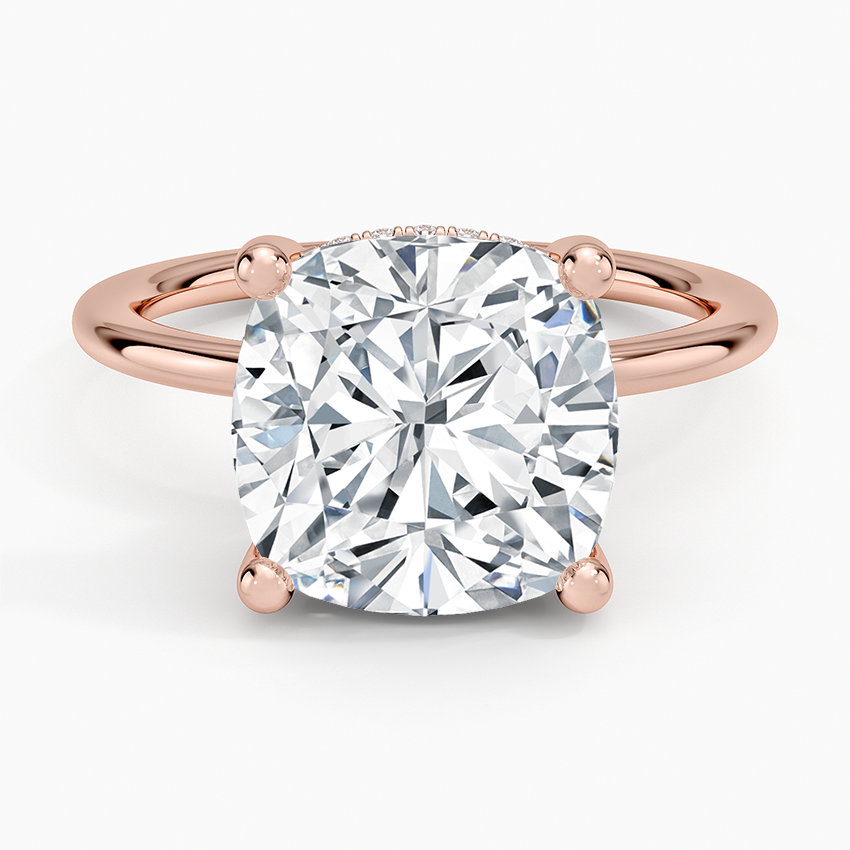 5.10 Cushion Kesim Hidden Halo Tasarım Tektaş Laboratuvar Pırlanta Yüzük - Melara