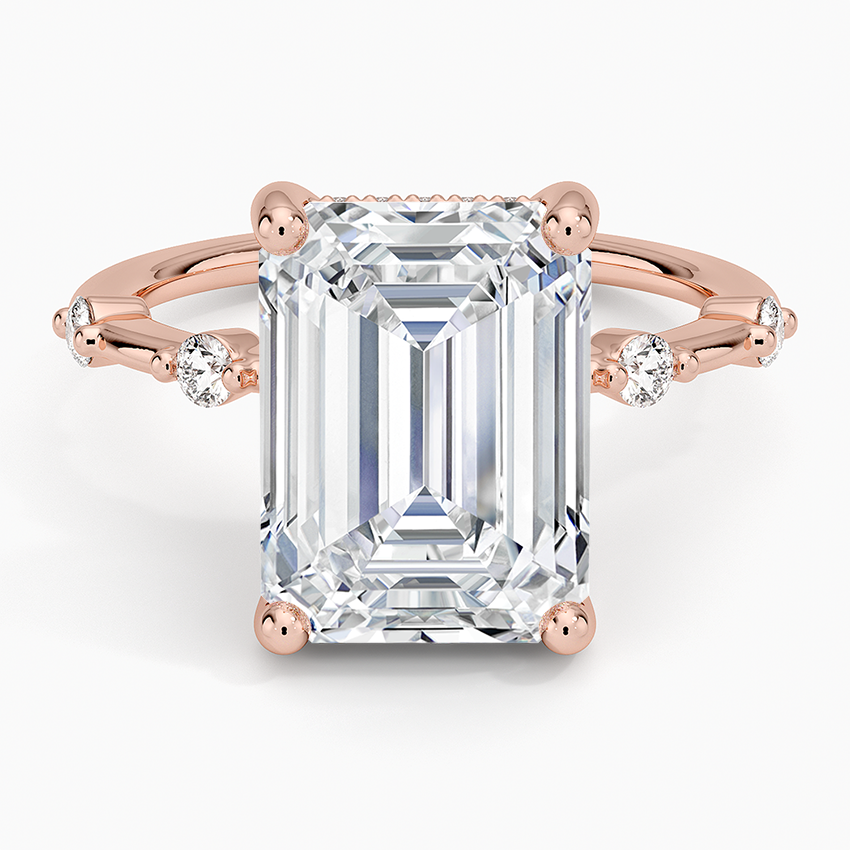 5.20 Karat Emerald Kesim Hidden Halo Tasarım Tektaş Laboratuvar Pırlanta Yüzük - Nice