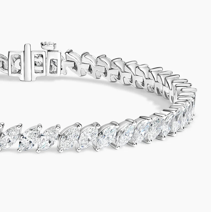 Su Yolu Model 9.00 Karat Marquise Kesim Laboratuvar Pırlanta Bileklik 18K - Bold Diamonds