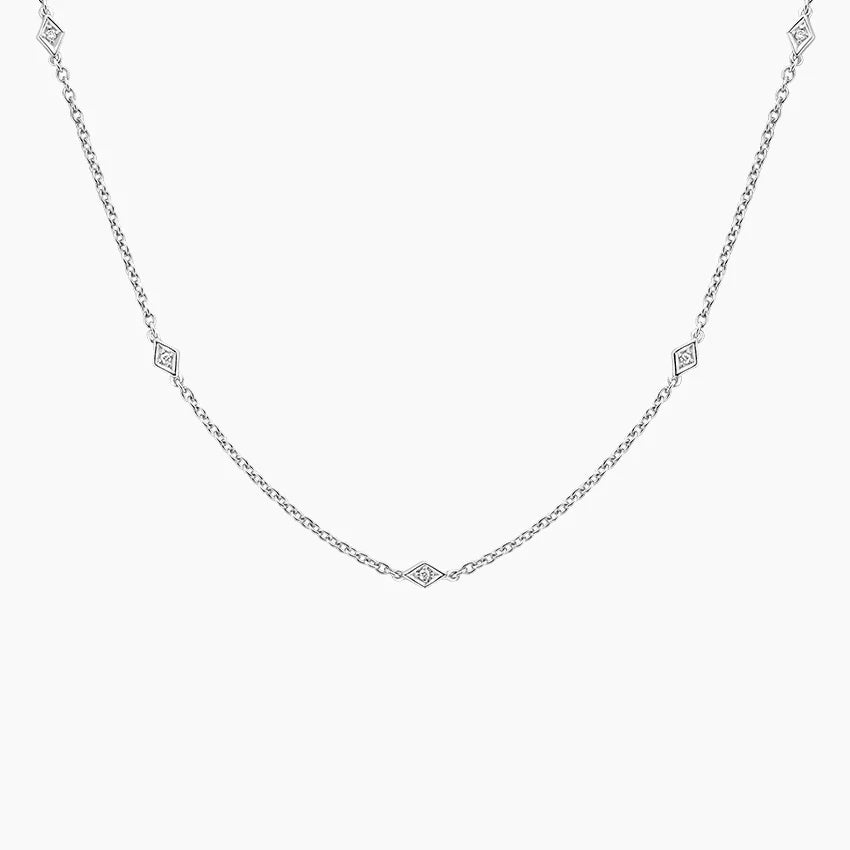 Altın Zincir 1.00 karat Yuvarlak Kesim Laboratuvar Pırlanta Kolye 18K - Bold Diamonds