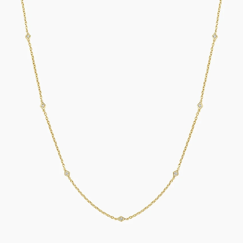 Altın Zincir 1.00 karat Yuvarlak Kesim Laboratuvar Pırlanta Kolye 18K - Bold Diamonds