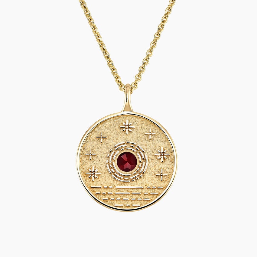 Güneş Model 1.00 karat Laboratuvar Garnet Kolye 18K - Bold Diamonds