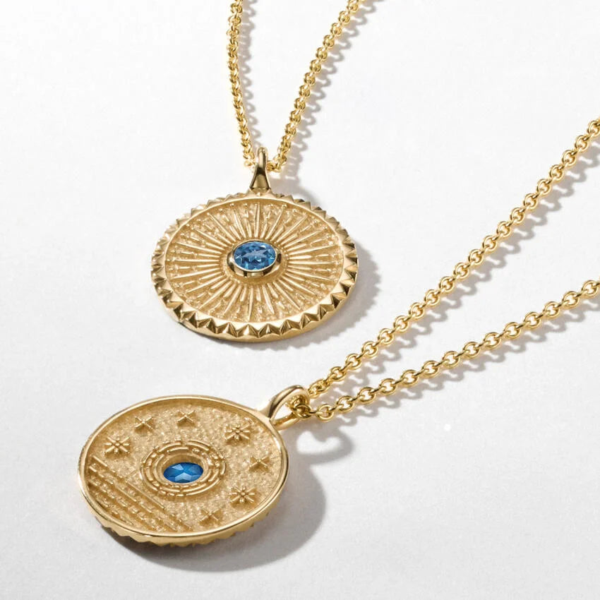 Güneş Model 1.00 karat London Blue Topaz Kolye 18K - Bold Diamonds