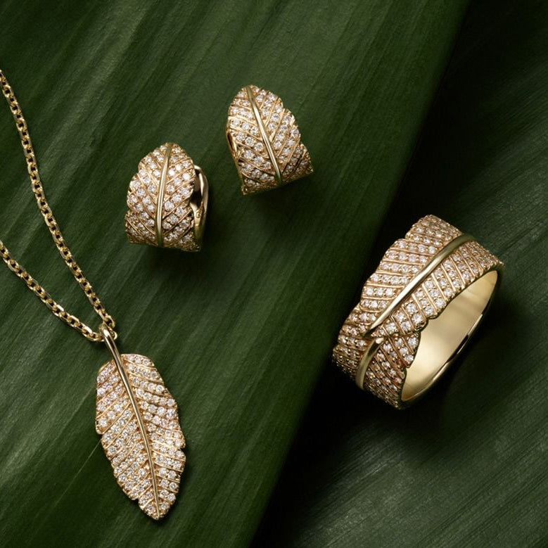 Yaprak Lüks Model 2.00 karat Yuvarlak Kesim Laboratuvar Pırlanta Kolye 18K - Bold Diamonds