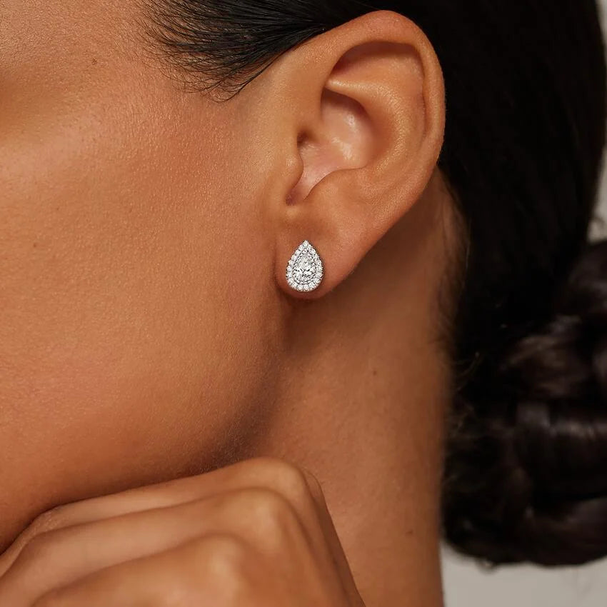 Damla Halo Model 2.00 Karat Laboratuvar Pırlanta Küpe 18K - Bold Diamonds