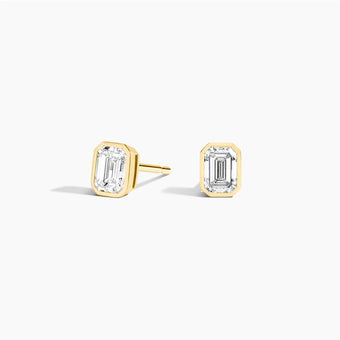 Emerald Kesim 1.00 Karat Laboratuvar Pırlanta Küpe