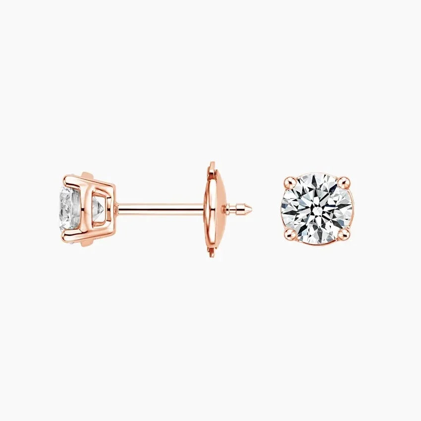 Yuvarlak Kesim 1.00 Karat Laboratuvar Pırlanta Küpe 18K - Bold Diamonds