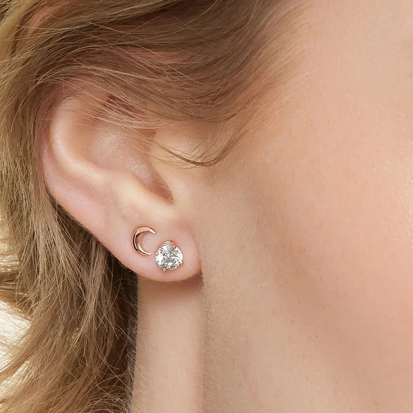 Yuvarlak Kesim 1.00 Karat Laboratuvar Pırlanta Küpe 18K - Bold Diamonds