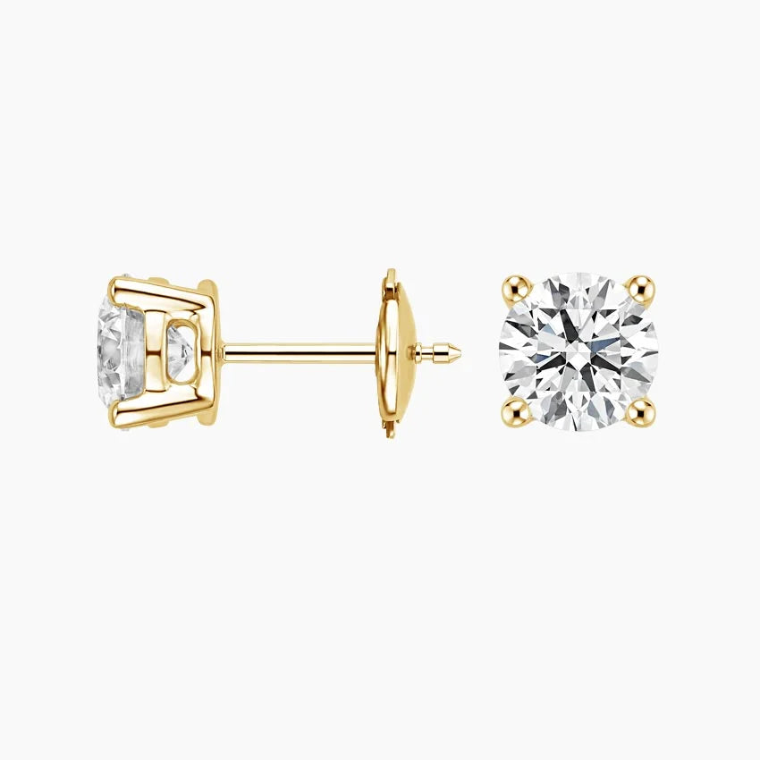 Yuvarlak Kesim 3.00 Karat Laboratuvar Pırlanta Küpe 18K - Bold Diamonds