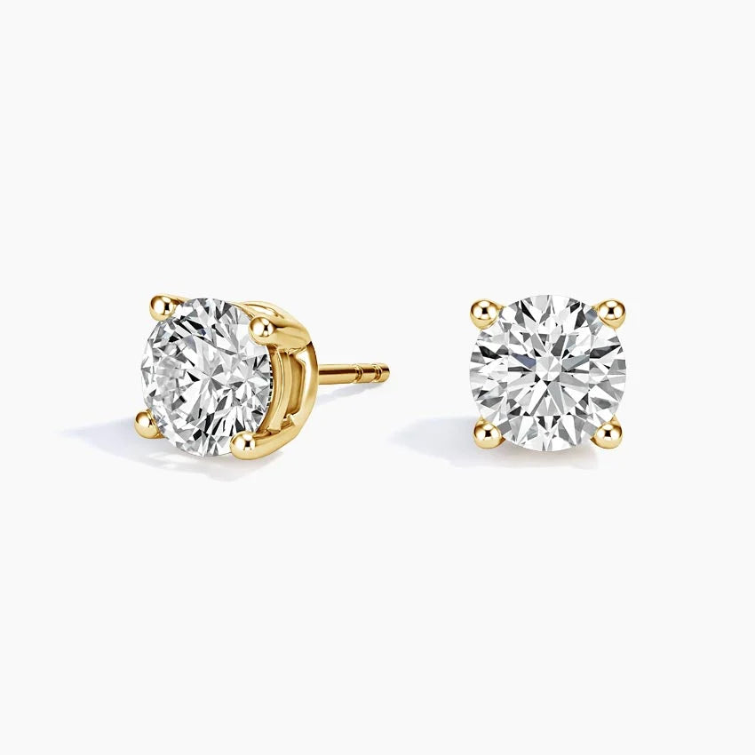 Yuvarlak Kesim 3.00 Karat Laboratuvar Pırlanta Küpe 18K - Bold Diamonds