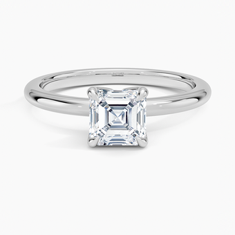 1.00 Karat D-VS Asscher Tektaş Laboratuvar Pırlanta Yüzük