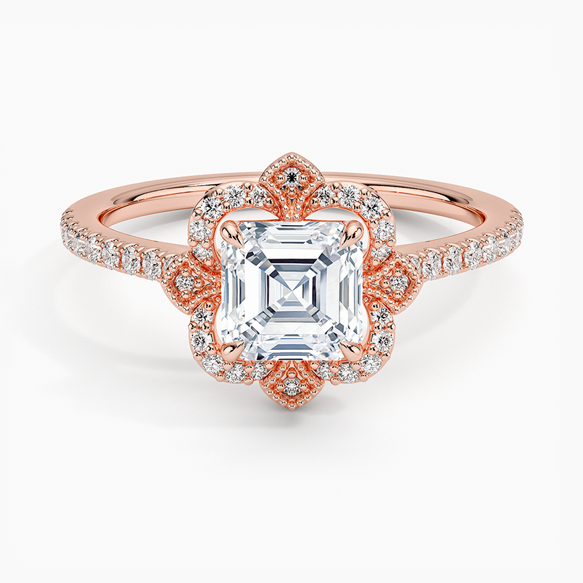 1,20 Karat Asscher Halo Tasarım Tektaş Laboratuvar Pırlanta Yüzük 18K -Coronna - Bold Diamonds