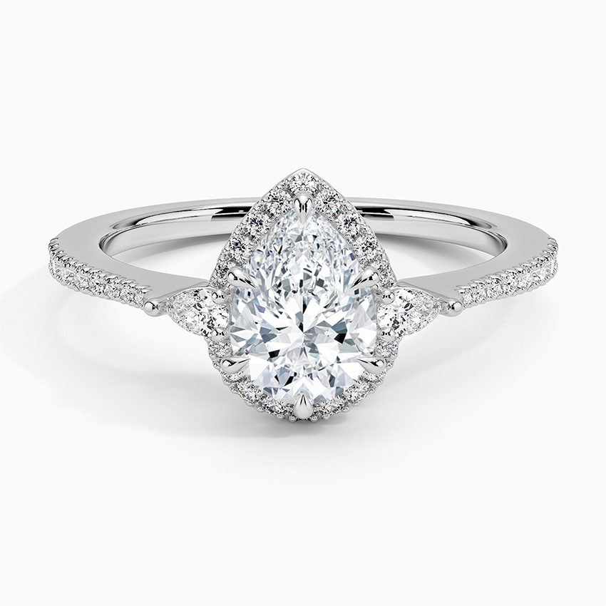 1.20 Karat Damla Halo Tasarım Tektaş Laboratuvar Pırlanta Yüzük 18K -Vittora - Bold Diamonds