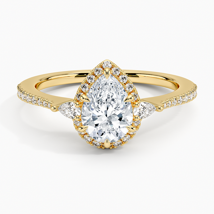 1.20 Karat Damla Halo Tasarım Tektaş Laboratuvar Pırlanta Yüzük 18K -Vittora - Bold Diamonds
