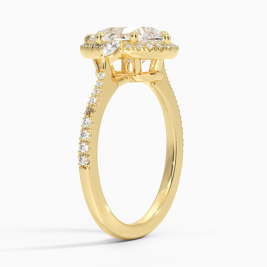 1.20 Karat Damla Halo Tasarım Tektaş Laboratuvar Pırlanta Yüzük 18K -Vittora - Bold Diamonds