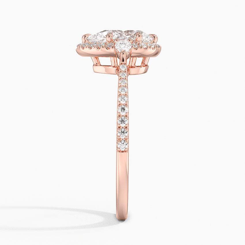 1.20 Karat Damla Halo Tasarım Tektaş Laboratuvar Pırlanta Yüzük 18K -Vittora - Bold Diamonds