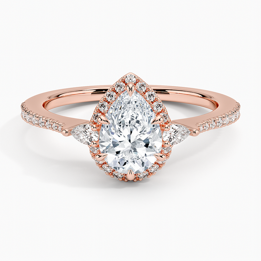 1.20 Karat Damla Halo Tasarım Tektaş Laboratuvar Pırlanta Yüzük 18K -Vittora - Bold Diamonds