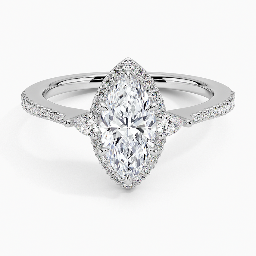 1.20 Karat Marquise Halo Tasarım Tektaş Laboratuvar Pırlanta Yüzük 18K -Vittora - Bold Diamonds