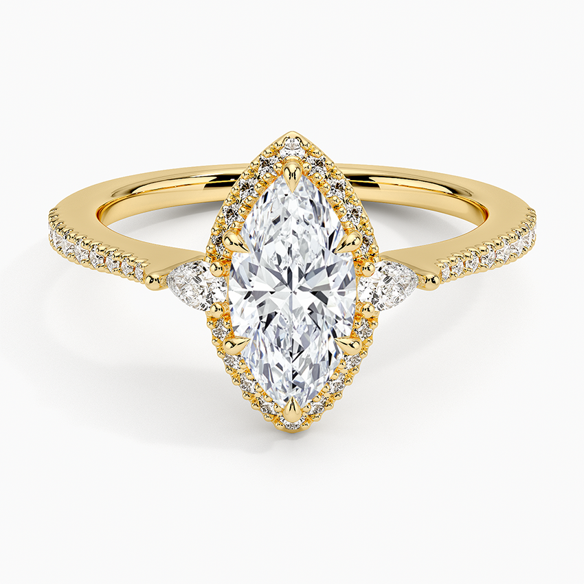 1.20 Karat Marquise Halo Tasarım Tektaş Laboratuvar Pırlanta Yüzük 18K -Vittora - Bold Diamonds