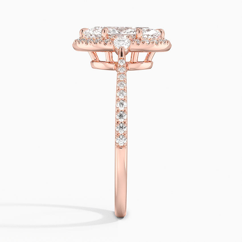 1.20 Karat Marquise Halo Tasarım Tektaş Laboratuvar Pırlanta Yüzük 18K -Vittora - Bold Diamonds
