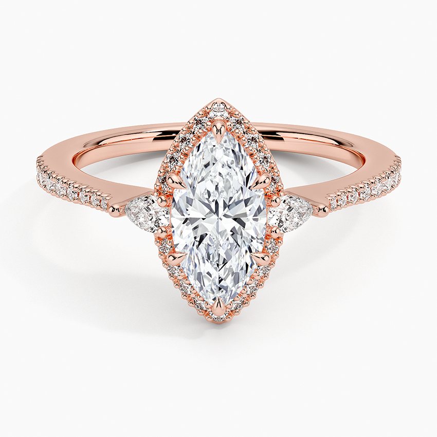 1.20 Karat Marquise Halo Tasarım Tektaş Laboratuvar Pırlanta Yüzük 18K -Vittora - Bold Diamonds