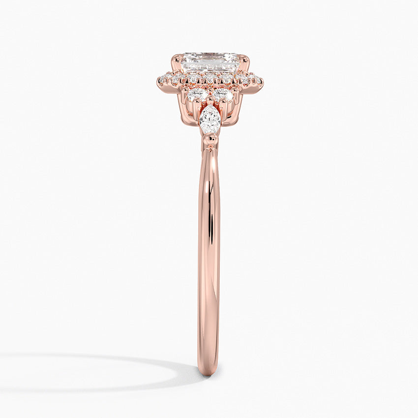 1.25 Karat Asscher Halo Tasarım Tektaş Laboratuvar Pırlanta Yüzük 18K -Amara - Bold Diamonds