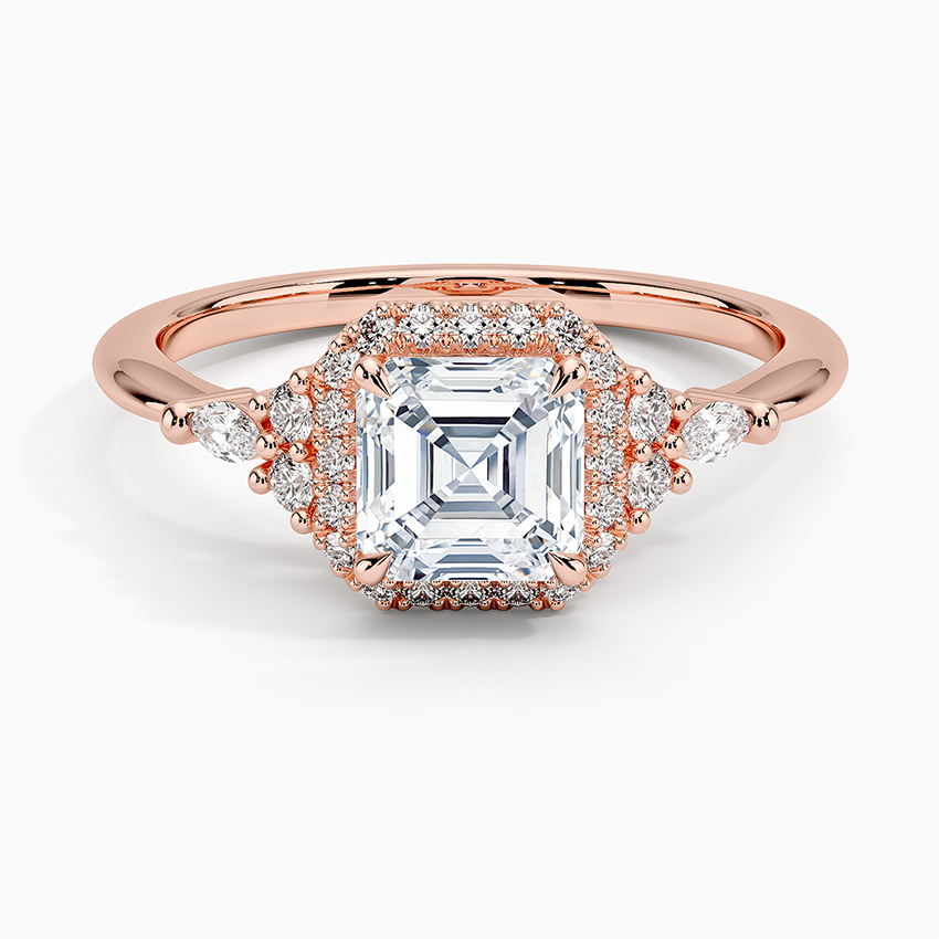 1.25 Karat Asscher Halo Tasarım Tektaş Laboratuvar Pırlanta Yüzük 18K -Amara - Bold Diamonds