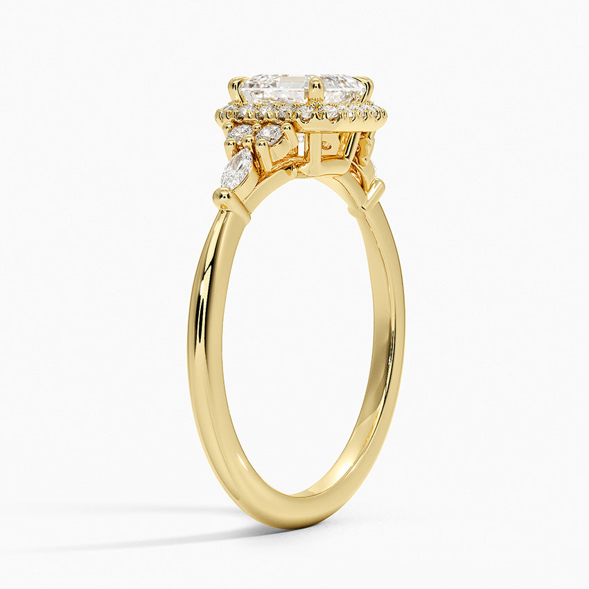 1.25 Karat Asscher Halo Tasarım Tektaş Laboratuvar Pırlanta Yüzük 18K -Amara - Bold Diamonds