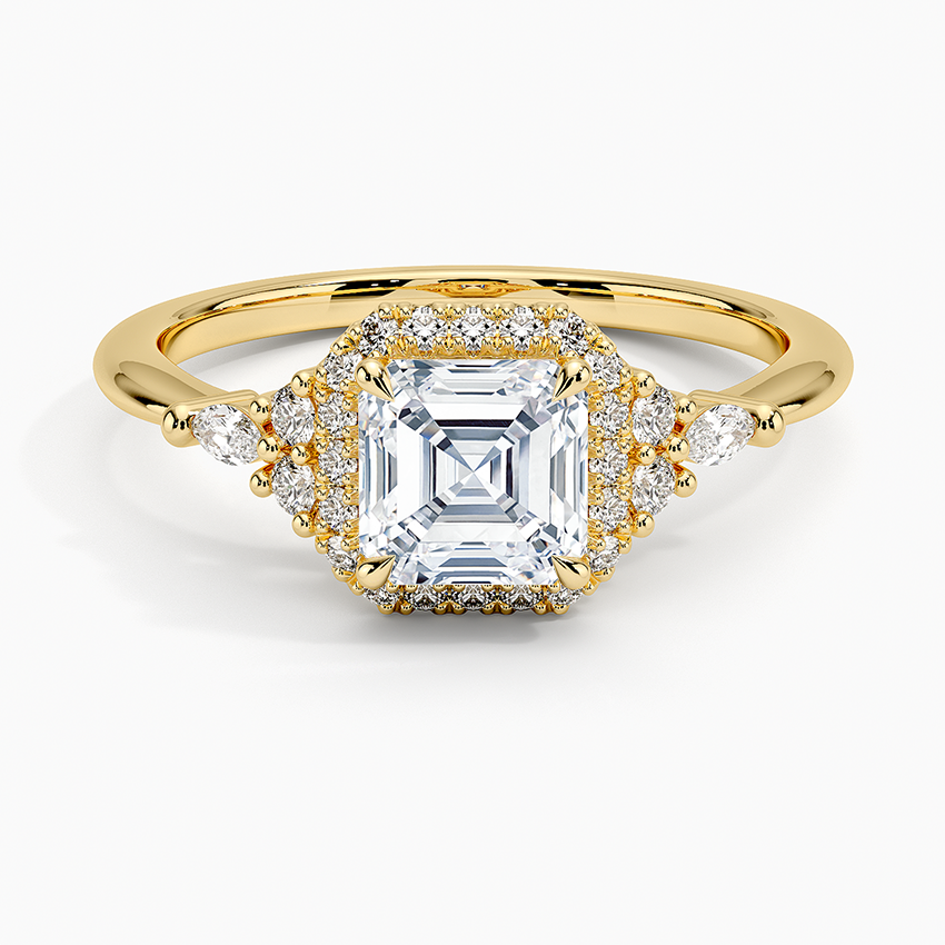1.25 Karat Asscher Halo Tasarım Tektaş Laboratuvar Pırlanta Yüzük 18K -Amara - Bold Diamonds