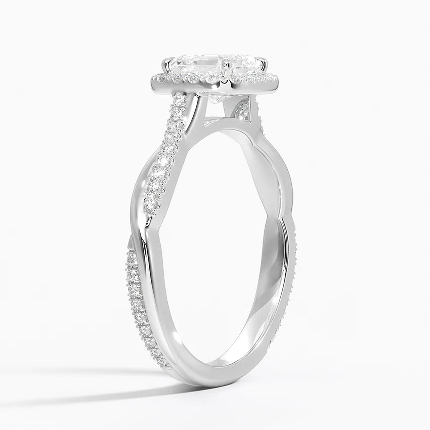 1.25 Karat Asscher Halo Tasarım Tektaş Laboratuvar Pırlanta Yüzük 18K -Diamora - Bold Diamonds
