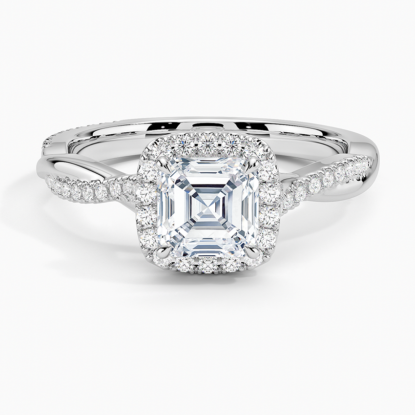 1.25 Karat Asscher Halo Tasarım Tektaş Laboratuvar Pırlanta Yüzük 18K -Diamora - Bold Diamonds