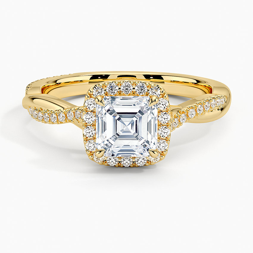 1.25 Karat Asscher Halo Tasarım Tektaş Laboratuvar Pırlanta Yüzük 18K -Diamora - Bold Diamonds