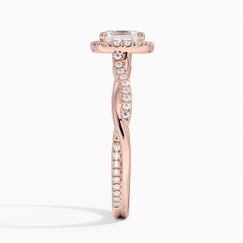 1.25 Karat Asscher Halo Tasarım Tektaş Laboratuvar Pırlanta Yüzük 18K -Diamora - Bold Diamonds