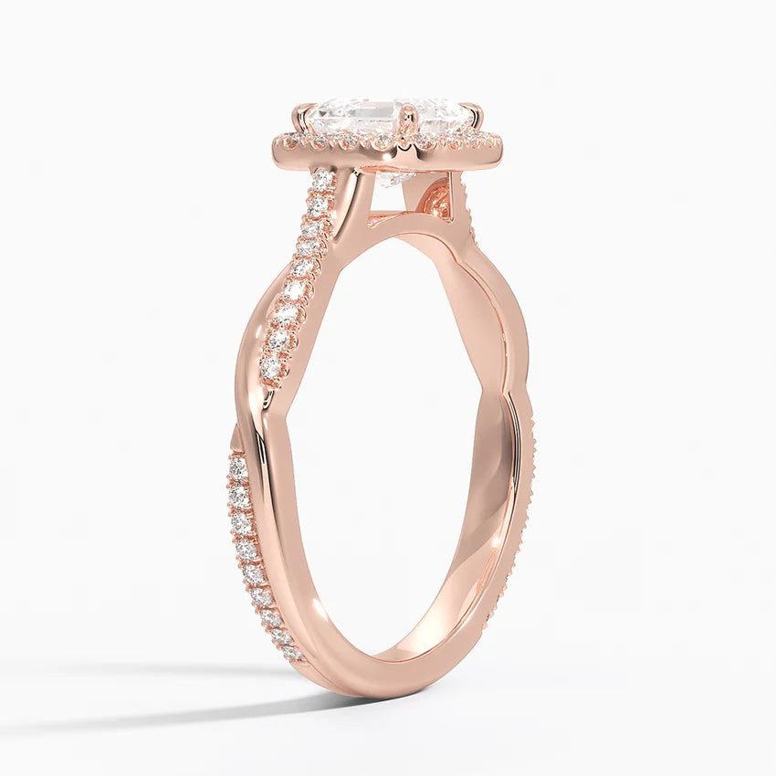 1.25 Karat Asscher Halo Tasarım Tektaş Laboratuvar Pırlanta Yüzük 18K -Diamora - Bold Diamonds