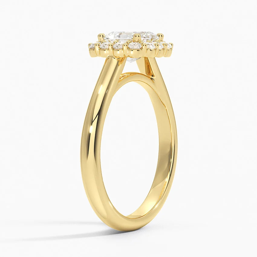 1.25 Karat Asscher Halo Tasarım Tektaş Laboratuvar Pırlanta Yüzük 18K -Illumina - Bold Diamonds