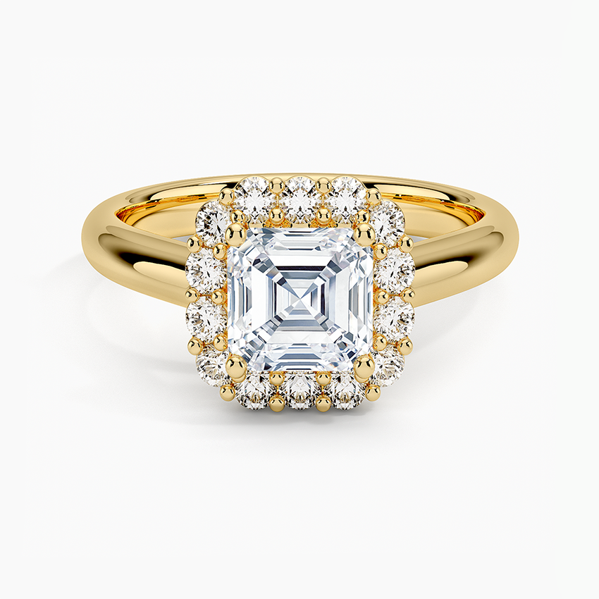 1.25 Karat Asscher Halo Tasarım Tektaş Laboratuvar Pırlanta Yüzük 18K -Illumina - Bold Diamonds