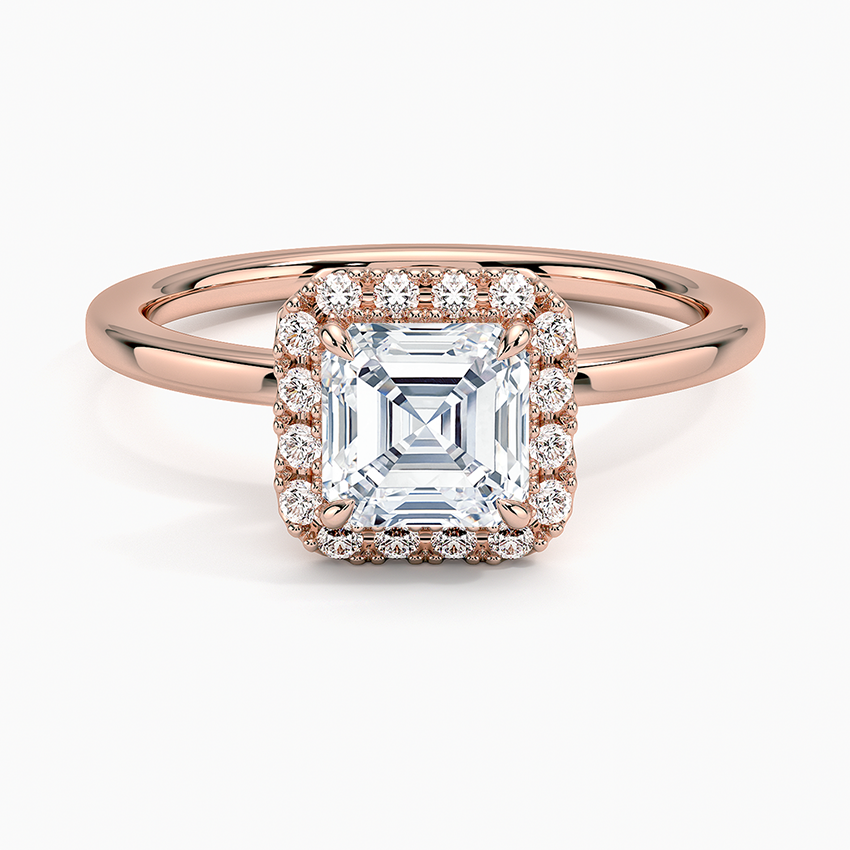 1.25 Karat Asscher Halo Tasarım Tektaş Laboratuvar Pırlanta Yüzük 18K -Ophelia - Bold Diamonds