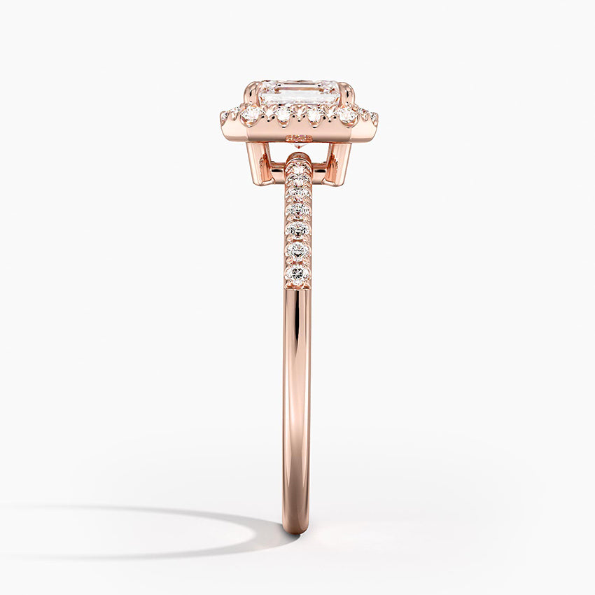 1.25 Karat Asscher Halo Tasarım Tektaş Laboratuvar Pırlanta Yüzük 18K -Valora - Bold Diamonds