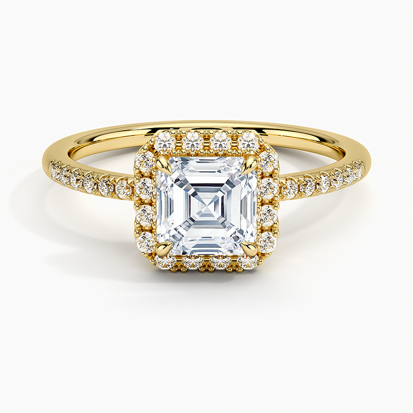 1.25 Karat Asscher Halo Tasarım Tektaş Laboratuvar Pırlanta Yüzük 18K -Valora - Bold Diamonds