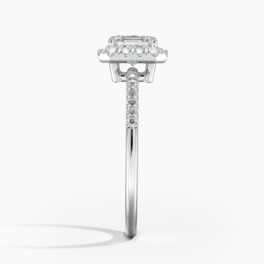1.25 Karat Asscher Halo Tasarım Tektaş Laboratuvar Pırlanta Yüzük 18K -Valora - Bold Diamonds