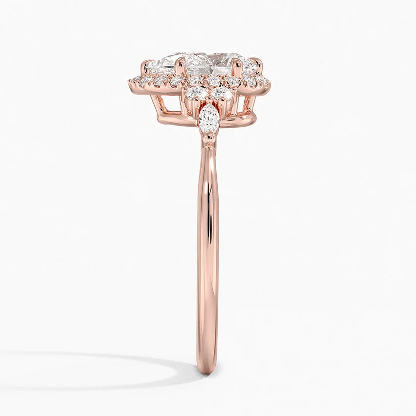 1.25 Karat Damla Halo Tasarım Tektaş Laboratuvar Pırlanta Yüzük 18K -Amara - Bold Diamonds