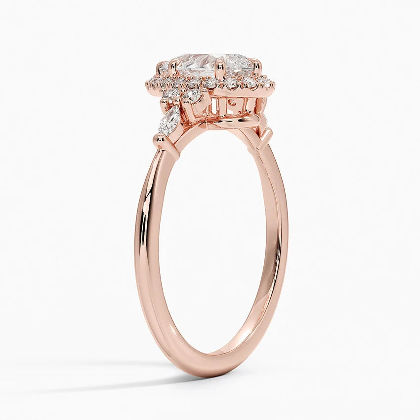 1.25 Karat Damla Halo Tasarım Tektaş Laboratuvar Pırlanta Yüzük 18K -Amara - Bold Diamonds