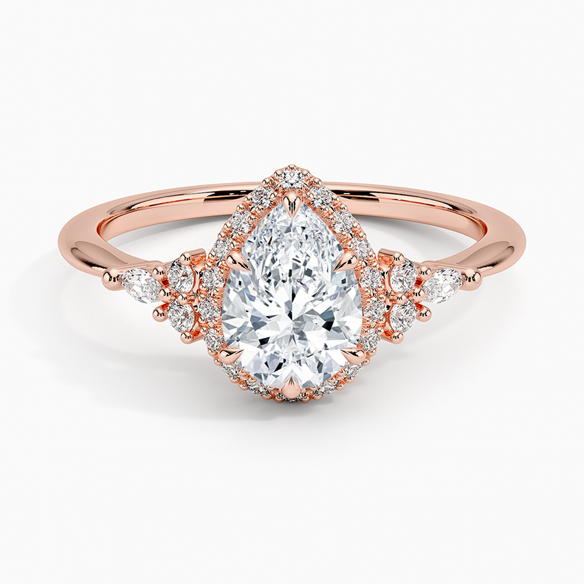 1.25 Karat Damla Halo Tasarım Tektaş Laboratuvar Pırlanta Yüzük 18K -Amara - Bold Diamonds