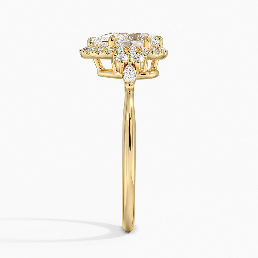 1.25 Karat Damla Halo Tasarım Tektaş Laboratuvar Pırlanta Yüzük 18K -Amara - Bold Diamonds