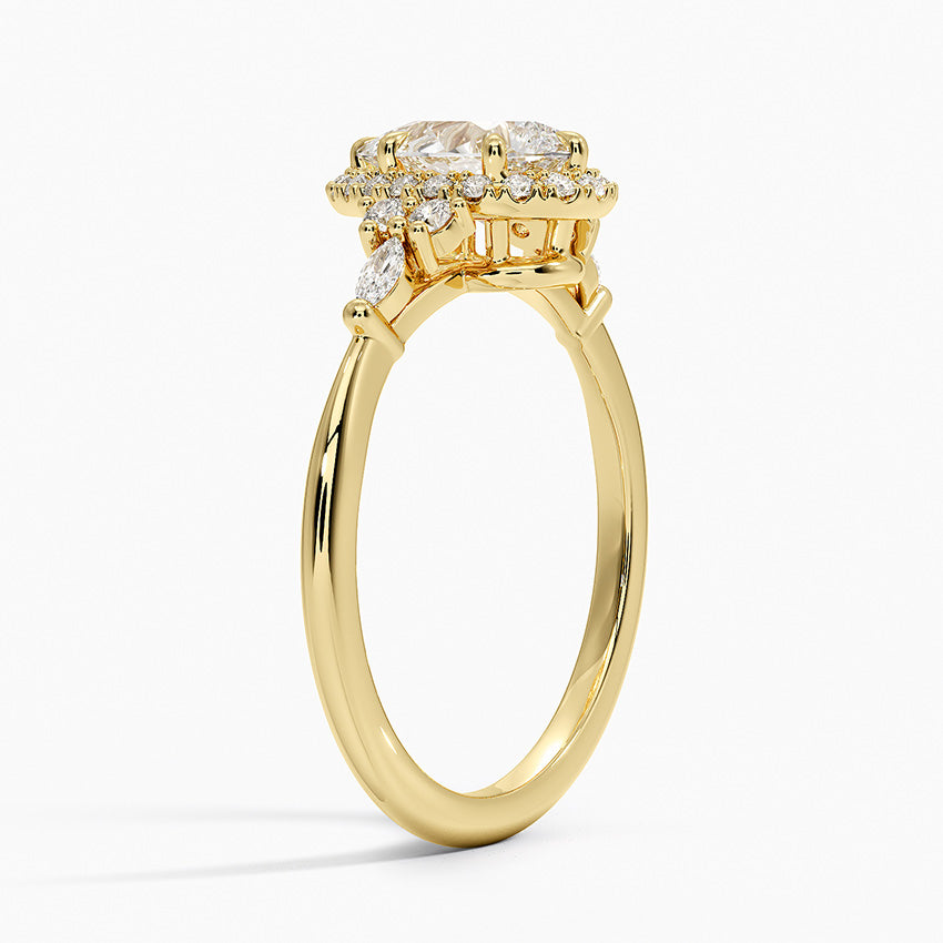 1.25 Karat Damla Halo Tasarım Tektaş Laboratuvar Pırlanta Yüzük 18K -Amara - Bold Diamonds